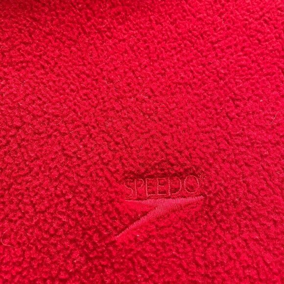 Vintage Speedo 80s 90s Fleece Embroidered Logo Red Full Zip Sweatshirt Jacket - Picture 3 of 12
